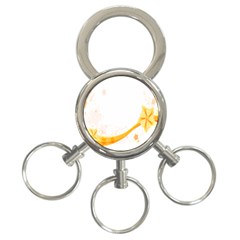 Flower Floral Yellow Sunflower Star Leaf Line 3-ring Key Chains