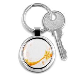 Flower Floral Yellow Sunflower Star Leaf Line Key Chains (round) 