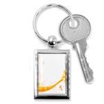 Flower Floral Yellow Sunflower Star Leaf Line Key Chains (Rectangle)  Front