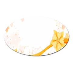 Flower Floral Yellow Sunflower Star Leaf Line Oval Magnet