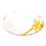 Flower Floral Yellow Sunflower Star Leaf Line Oval Magnet Front