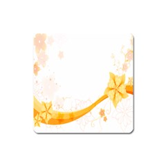 Flower Floral Yellow Sunflower Star Leaf Line Square Magnet by Mariart