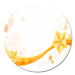 Flower Floral Yellow Sunflower Star Leaf Line Magnet 5  (Round) Front