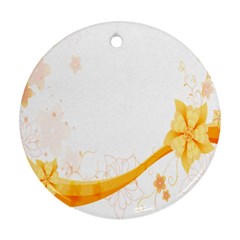 Flower Floral Yellow Sunflower Star Leaf Line Round Ornament (two Sides) by Mariart