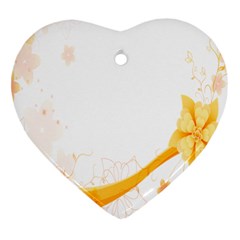 Flower Floral Yellow Sunflower Star Leaf Line Heart Ornament (two Sides) by Mariart