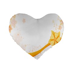 Flower Floral Yellow Sunflower Star Leaf Line Standard 16  Premium Heart Shape Cushions by Mariart