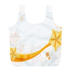 Flower Floral Yellow Sunflower Star Leaf Line Full Print Recycle Bags (l)  by Mariart