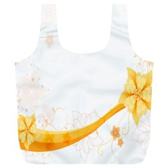 Flower Floral Yellow Sunflower Star Leaf Line Full Print Recycle Bags (l)  by Mariart