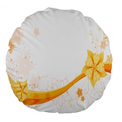 Flower Floral Yellow Sunflower Star Leaf Line Large 18  Premium Flano Round Cushions by Mariart