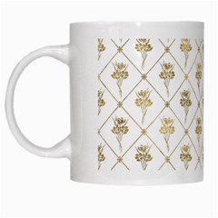 Flower Leaf Gold White Mugs