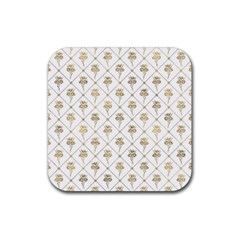 Flower Leaf Gold Rubber Coaster (square)  by Mariart