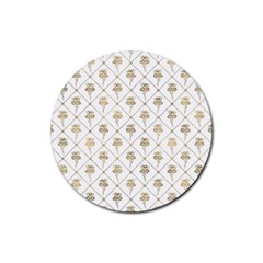 Flower Leaf Gold Rubber Coaster (round)  by Mariart