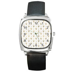 Flower Leaf Gold Square Metal Watch by Mariart