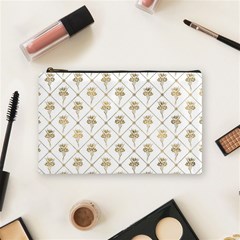 Flower Leaf Gold Cosmetic Bag (medium)  by Mariart