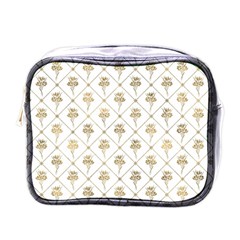 Flower Leaf Gold Mini Toiletries Bags by Mariart