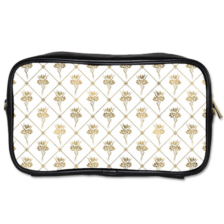 Flower Leaf Gold Toiletries Bags 2-Side