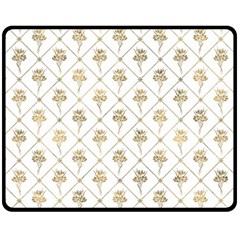 Flower Leaf Gold Fleece Blanket (medium)  by Mariart