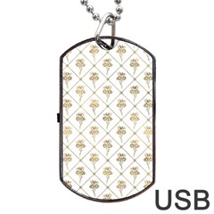 Flower Leaf Gold Dog Tag Usb Flash (two Sides)