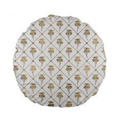 Flower Leaf Gold Standard 15  Premium Round Cushions