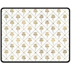 Flower Leaf Gold Double Sided Fleece Blanket (medium)  by Mariart