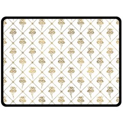 Flower Leaf Gold Double Sided Fleece Blanket (large) 