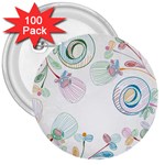 Flower Rainbow Circle Polka Leaf Sexy 3  Buttons (100 pack)  Front