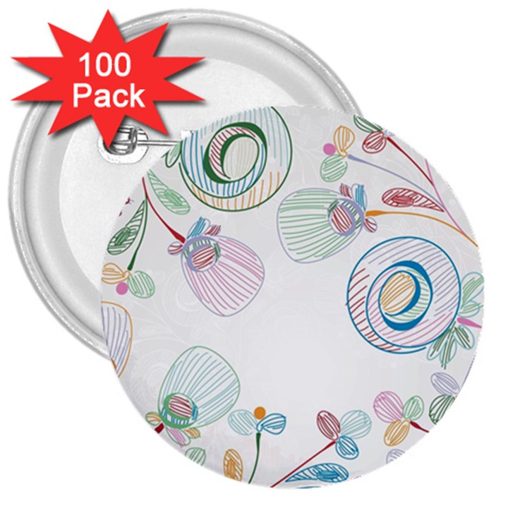 Flower Rainbow Circle Polka Leaf Sexy 3  Buttons (100 pack) 