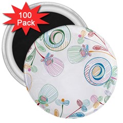 Flower Rainbow Circle Polka Leaf Sexy 3  Magnets (100 Pack) by Mariart