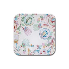 Flower Rainbow Circle Polka Leaf Sexy Rubber Square Coaster (4 Pack)  by Mariart