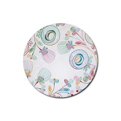 Flower Rainbow Circle Polka Leaf Sexy Rubber Coaster (round)  by Mariart