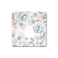 Flower Rainbow Circle Polka Leaf Sexy Square Magnet by Mariart