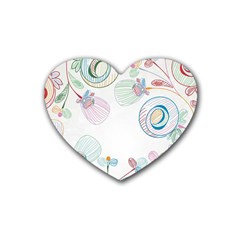 Flower Rainbow Circle Polka Leaf Sexy Rubber Coaster (heart)  by Mariart