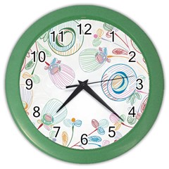 Flower Rainbow Circle Polka Leaf Sexy Color Wall Clocks by Mariart