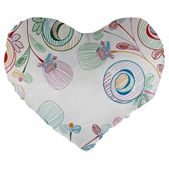 Flower Rainbow Circle Polka Leaf Sexy Large 19  Premium Heart Shape Cushions