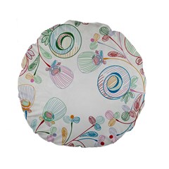 Flower Rainbow Circle Polka Leaf Sexy Standard 15  Premium Flano Round Cushions