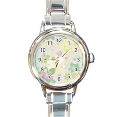 Flower Rainbow Star Floral Sexy Purple Green Yellow White Rose Round Italian Charm Watch