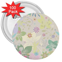 Flower Rainbow Star Floral Sexy Purple Green Yellow White Rose 3  Buttons (100 Pack) 