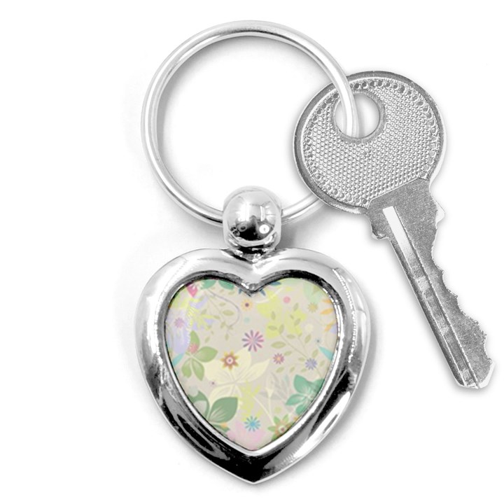 Flower Rainbow Star Floral Sexy Purple Green Yellow White Rose Key Chains (Heart) 