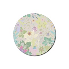 Flower Rainbow Star Floral Sexy Purple Green Yellow White Rose Rubber Coaster (round) 