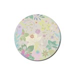 Flower Rainbow Star Floral Sexy Purple Green Yellow White Rose Rubber Coaster (Round)  Front