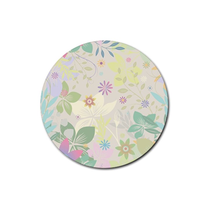 Flower Rainbow Star Floral Sexy Purple Green Yellow White Rose Rubber Coaster (Round) 