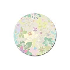 Flower Rainbow Star Floral Sexy Purple Green Yellow White Rose Magnet 3  (round) by Mariart