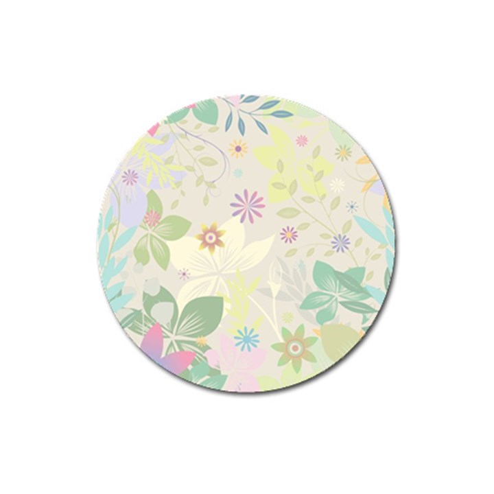 Flower Rainbow Star Floral Sexy Purple Green Yellow White Rose Magnet 3  (Round)