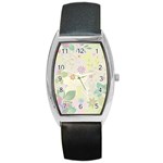 Flower Rainbow Star Floral Sexy Purple Green Yellow White Rose Barrel Style Metal Watch Front