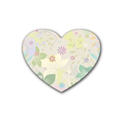 Flower Rainbow Star Floral Sexy Purple Green Yellow White Rose Rubber Coaster (heart) 