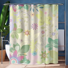 Flower Rainbow Star Floral Sexy Purple Green Yellow White Rose Shower Curtain 60  x 72  (Medium) 