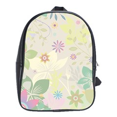 Flower Rainbow Star Floral Sexy Purple Green Yellow White Rose School Bag (xl)