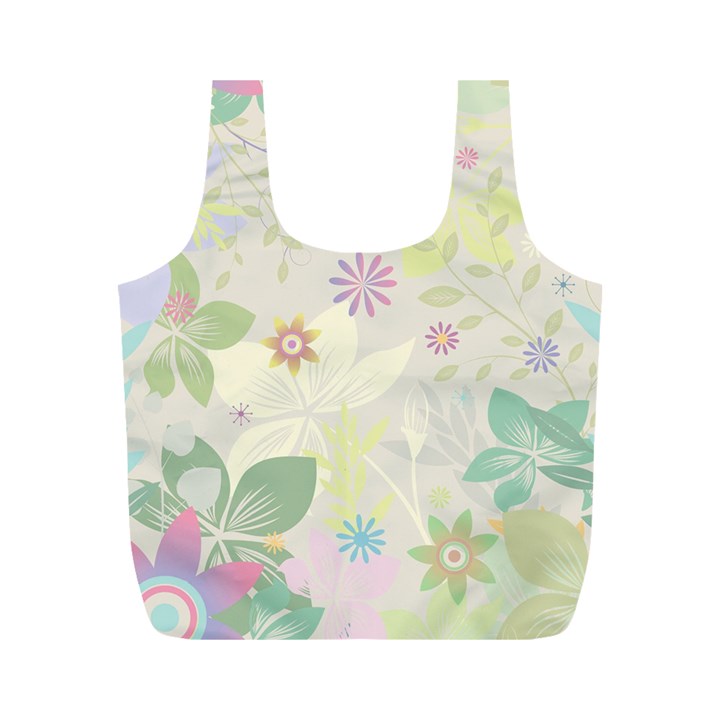 Flower Rainbow Star Floral Sexy Purple Green Yellow White Rose Full Print Recycle Bags (M) 