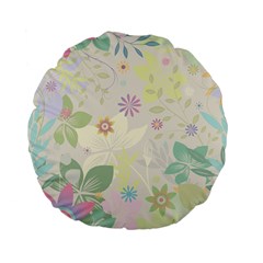 Flower Rainbow Star Floral Sexy Purple Green Yellow White Rose Standard 15  Premium Flano Round Cushions by Mariart