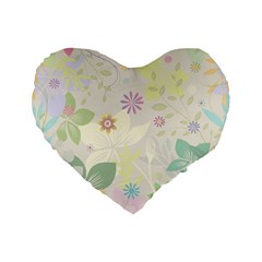 Flower Rainbow Star Floral Sexy Purple Green Yellow White Rose Standard 16  Premium Flano Heart Shape Cushions